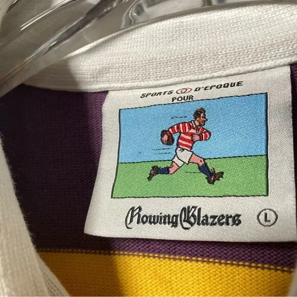 Rowing Blazers x Sports D'Epoque Rugby Polo Purple Yellow Heavyweight Jersey - Picture 3 of 12